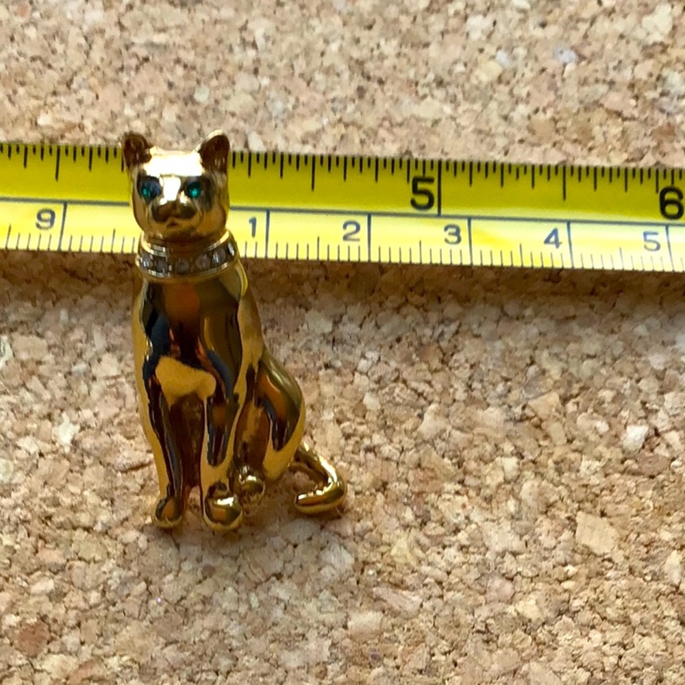 Carolee Cat Green Eyes White Stone Collar Gold Tone